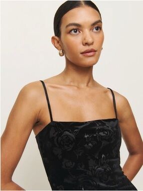 Reformation Elise Knit Dress in Black Velvet, Size XS